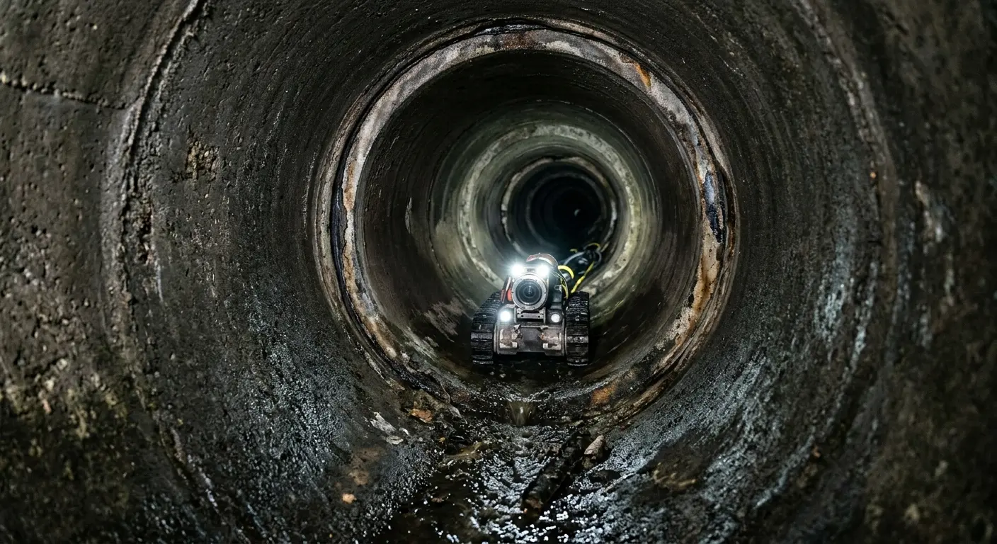 Robotic sewer camera inspecting pipe interior for Sewer Line Repair in Laguna Hills
